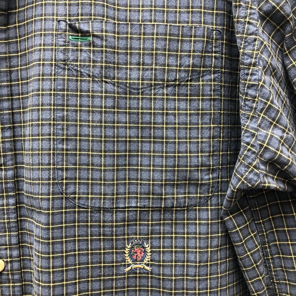 Tommy Hilfiger Shirt Mens XL Blue Yellow Plaid Button Down Crest Pocket Classic - Picture 4 of 7